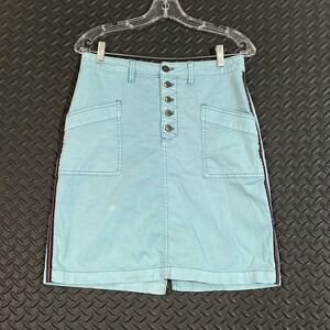 Pilcro and the Letterpress Anthropology Light Blue Button Front Skirt Women's 4P